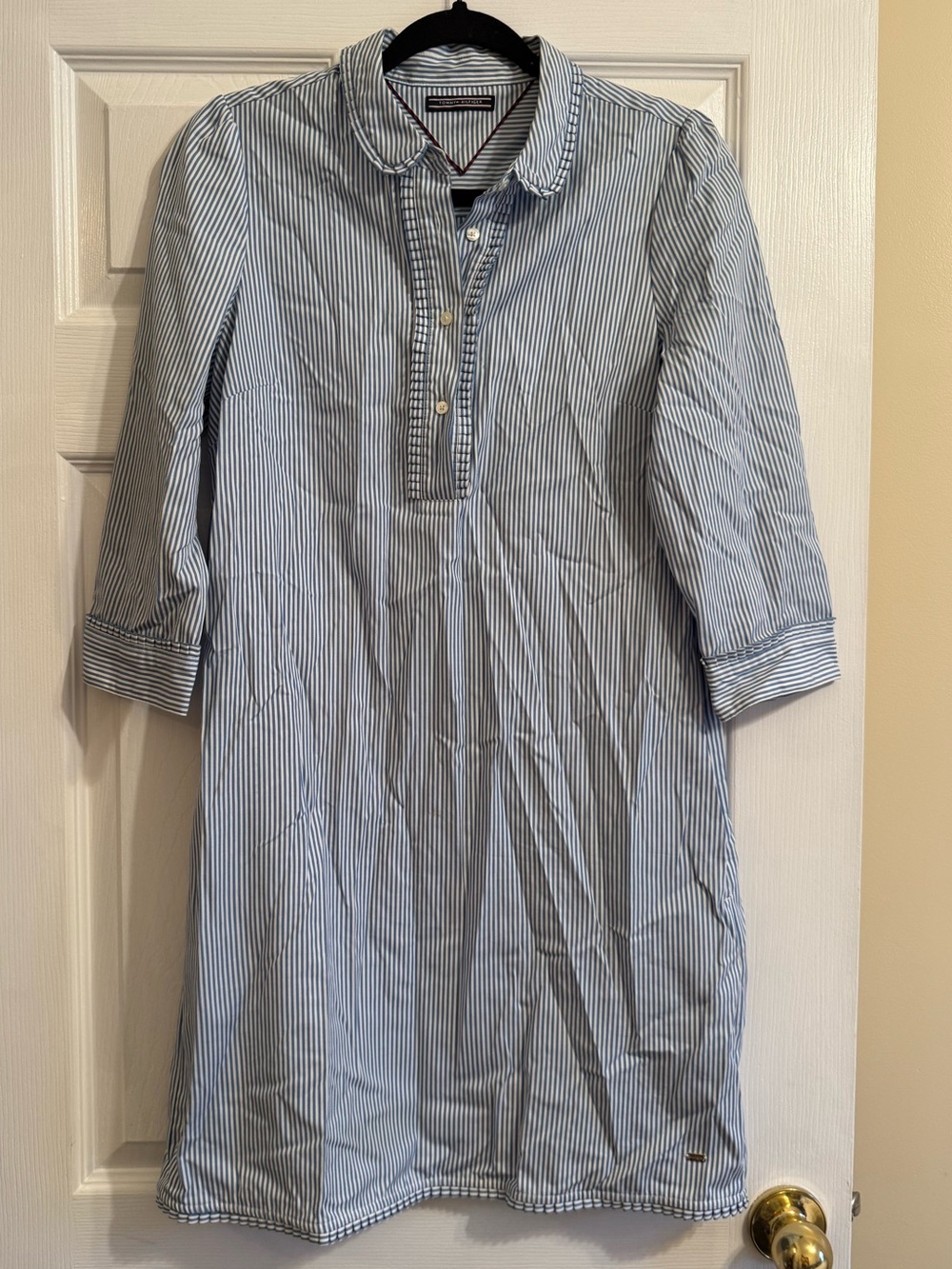 Tommy Hilfiger Blue and White Striped Midi Shirt Dress
